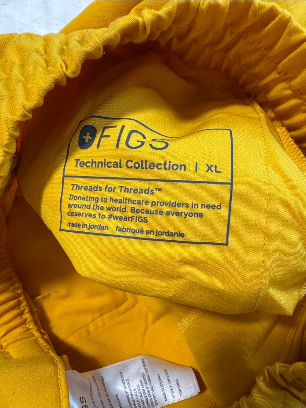Women’s Figs Mustard Yellow Cargo Joggers with Maroon Drawstring - Picture 6 of 8